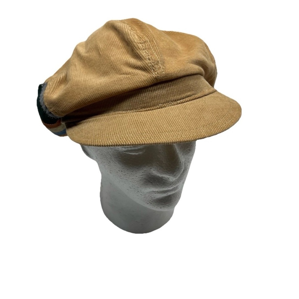 Vintage Patchwork Corduroy Newsboy Cap XL French Zipper Cabbie Hat